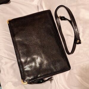 M.F. Marangi Black Lizardskin Embossed Leather Laptop briefcase Like new w/strap